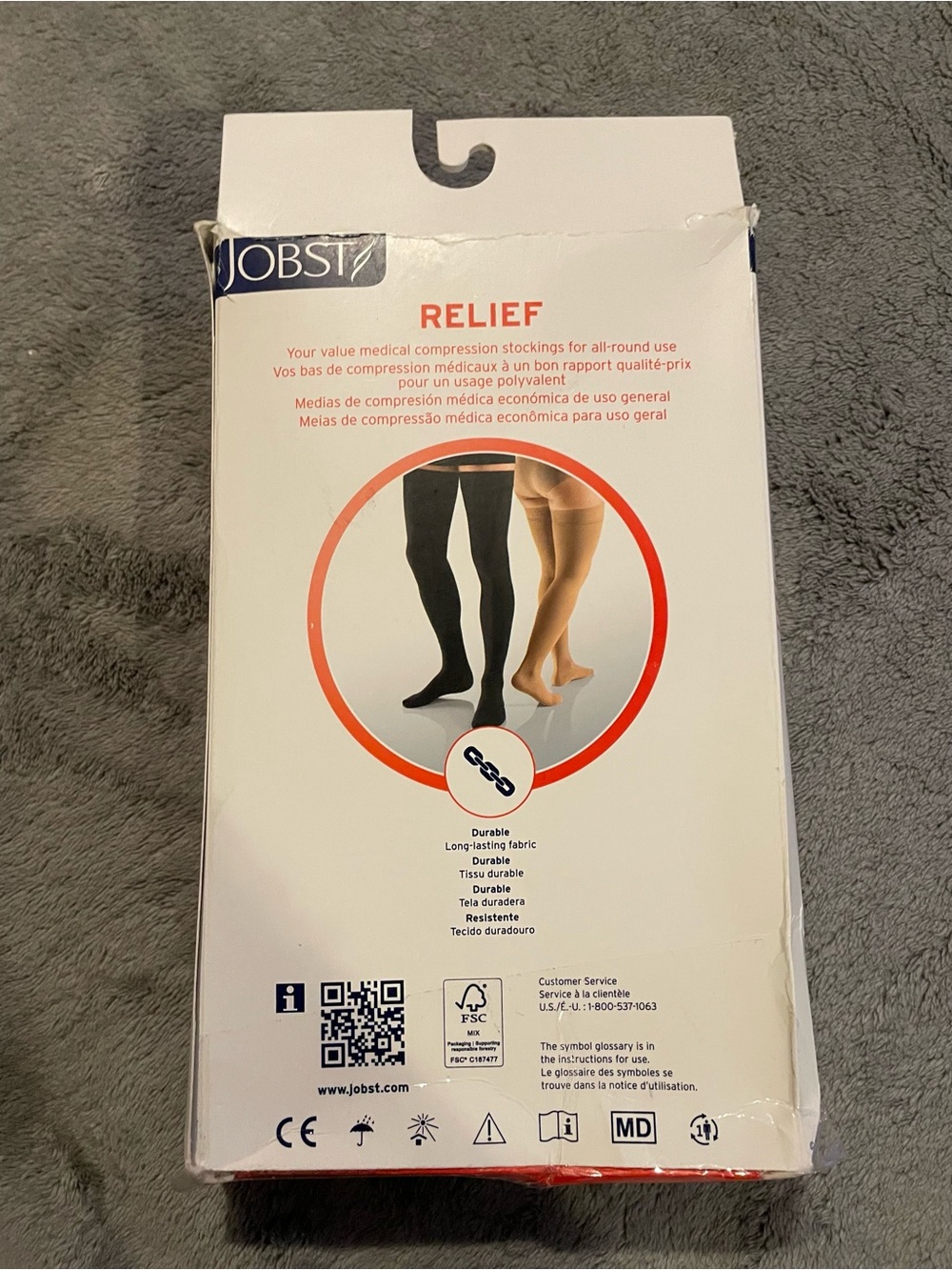 JOBST Relief Thigh High Compression Stockings 15-30mmHg Unisex Size XL Beige - Picture 10 of 13